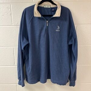 Vintage Fiddler’s Elbow Men's Blue Fuzzy Quarter-Zip Sweater Size Large